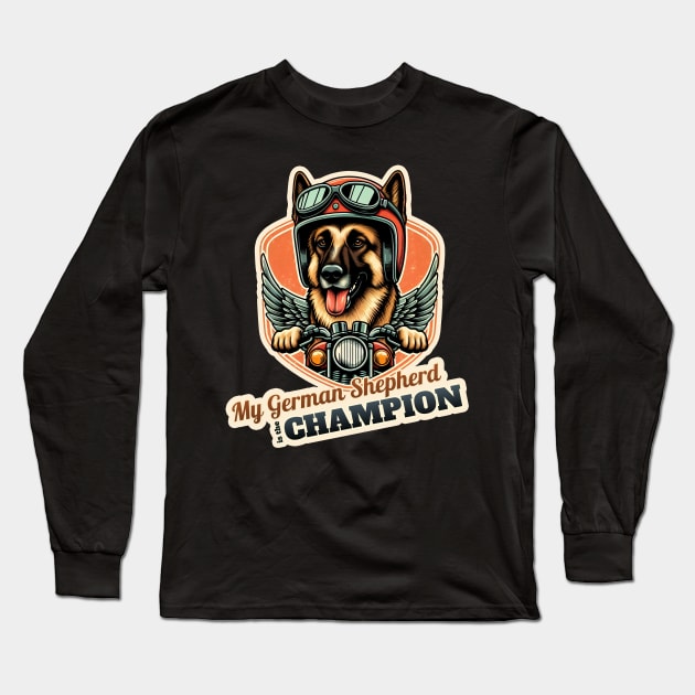 German Shepherd Biker Long Sleeve T-Shirt by k9-tee